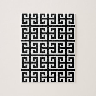 zwarte witte griekse sleutel legpuzzel