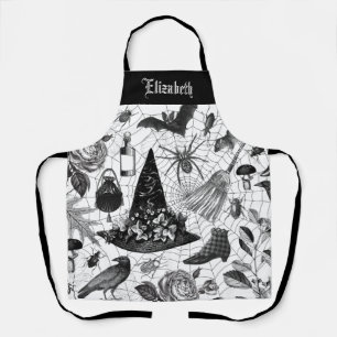  zwarte witte halloween witch schort