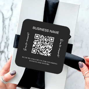 Zwarte witte handelsnaam qr code vierkante sticker