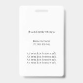 Zwarte Witte Handwerker Foto-ID en QR-code Badge (Achterkant)