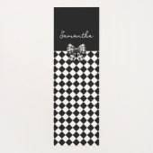 Zwarte witte Harlequin Mad Hatter Checkers Yogamat (Achterkant)