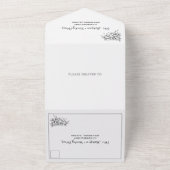 Zwarte, witte  heraldische kam bruiloft all in one uitnodiging (Buitenkant)