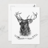  zwarte witte hertenkop briefkaart (Voorkant / Achterkant)