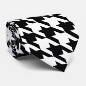Zwarte & Witte Houndstooth stropdas (Opgerold)