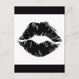 ZWARTE WITTE ICON KISS LIPS SMILE VROUWEN MAKEUP BRIEFKAART