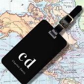 Zwarte witte initialen minimaliseren moderne bagagelabel