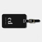 Zwarte witte initialen minimaliseren moderne bagagelabel (Voorkant horizontaal)