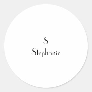 Zwarte witte initialen monogram Naam Cute op maat  Ronde Sticker