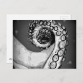 zwarte & witte inktvis briefkaart (Voorkant / Achterkant)