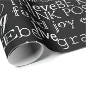 Zwarte witte Inspirerend woorden Cadeaupapier (Rol Hoek)