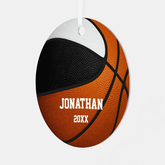 zwarte witte jongens : basketbal metalen ornament (Voorkant links)