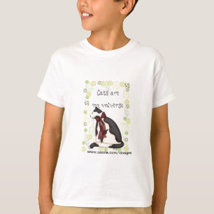 Zwarte & Witte Kat met bloemen voor meisjes T-shirt