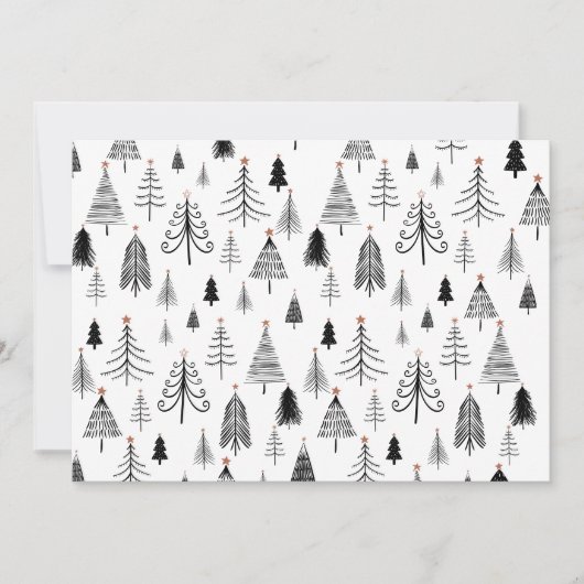Zwarte witte kerstbomen met platte feestdag Kaart (Voorkant)