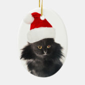 ZWARTE WITTE KERSTKATER MET KERSTMANSHOED KERAMISCH ORNAMENT (Achterkant)