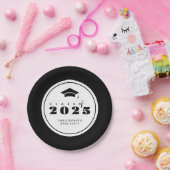 Zwarte witte klasse van 2025 Afstuderen Papieren Bordje (Feest)