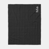 Zwarte & Witte Kleine Polka Dot & Name of Monogram Fleece Deken (Voorkant)
