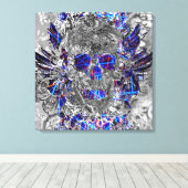 Zwarte witte, kleurrijke neonschedel canvas afdruk (Insitu (Houten vloer))