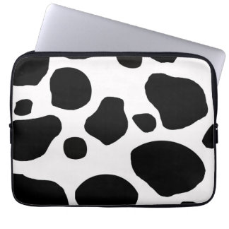 ZWARTE WITTE KOUW SPOTS ANIMAAL AFDRUKKEN LAPTOP SLEEVE