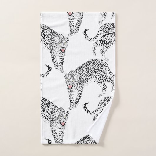 Zwarte witte luipaard bad handdoek (Handdoek)