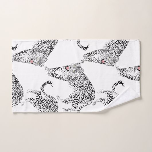Zwarte witte luipaard bad handdoek (Handdoek)