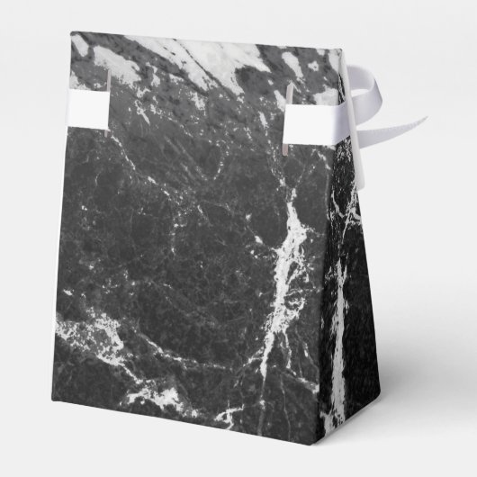 Zwarte & Witte Marmer Modern Glam Trendy Party Bedankdoosjes (Achterkant)