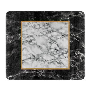 Zwarte witte marmer snijplaat snijplank
