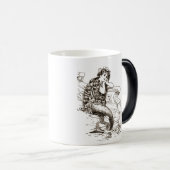  zwarte witte mermaïde tekening magische mok (Voorkant rechts)