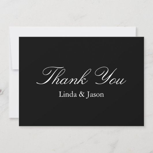 Zwarte & Witte Minimale bruiloft Hartelijk dank Kaart (Voorkant)