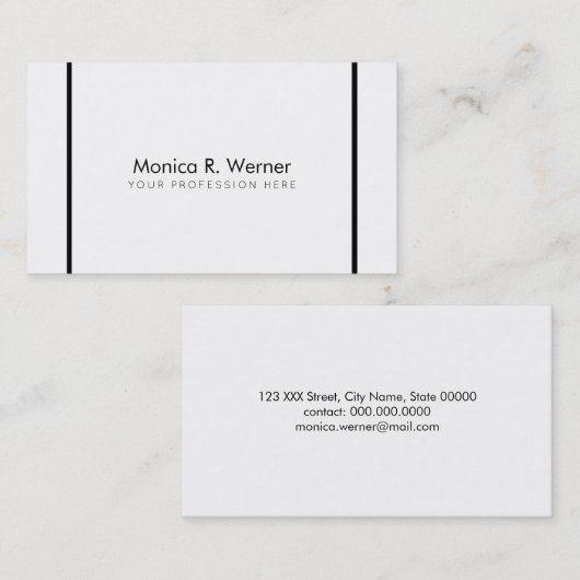 zwarte/witte minimalistische professionele moderne visitekaartje (Voorkant / Achterkant)
