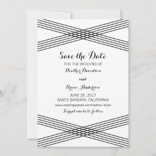 Zwarte Witte Modern Deco sparen de Datum uitnodige Save The Date