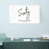 Zwarte & Witte moderne 60e verjaardag feestbanner Spandoek (Beurs)
