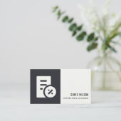 ZWARTE WITTE MODERNE BEREKENING VAN BELASTING ICON VISITEKAARTJE (Staand voorkant)