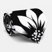 Zwarte witte moderne bloemen blaast stropdas (Opgerold)