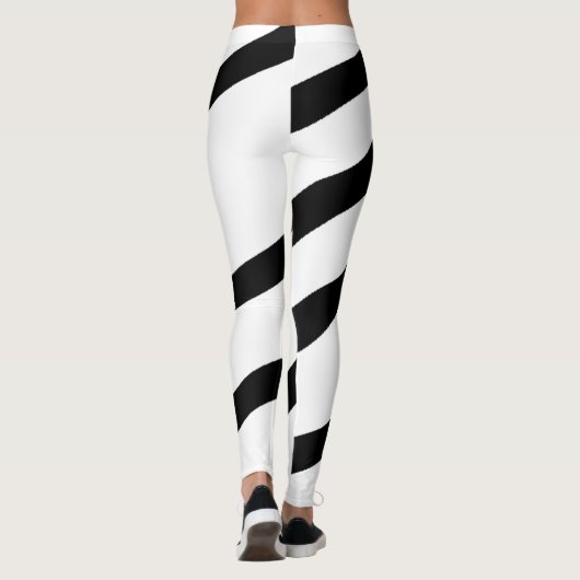 Zwarte witte moderne strepen leggings (Achterkant)