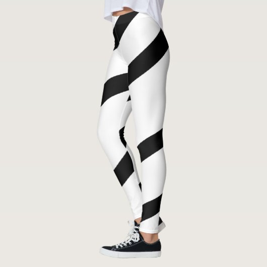 Zwarte witte moderne strepen leggings (Links)