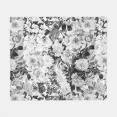 Zwarte witte moderne waterverf bloemen fleece deken (Voorkant (Horizontaal))