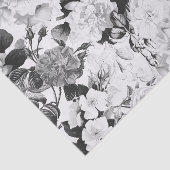 Zwarte witte moderne waterverf bloemen tissuepapier (Detail)