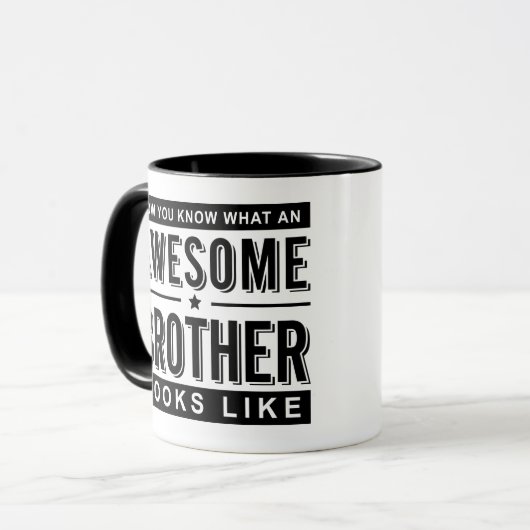 Zwarte witte mok Geweldige broer, grappig cadeau v (Voorkant links)