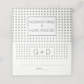 Zwarte witte monogram bruiloft gevouwen escorte (Buitenkant ongevouwen)