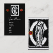 ZWARTE WITTE MONOGRAM C-BRIEF, RODE RUBY GEM Pearl Visitekaartje (Voorkant / Achterkant)