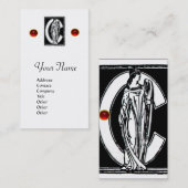 ZWARTE WITTE MONOGRAM C-BRIEF, RODE RUBY GEM Pearl Visitekaartje (Voorkant / Achterkant)