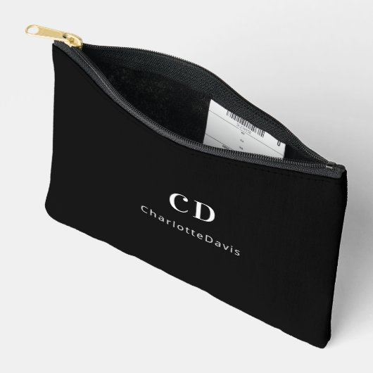 Zwarte witte monogram initiaal etui (Open)