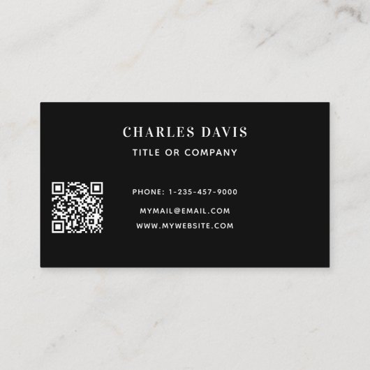 Zwarte witte monogram initiaal Qr-code logo Visitekaartje (Achterkant)