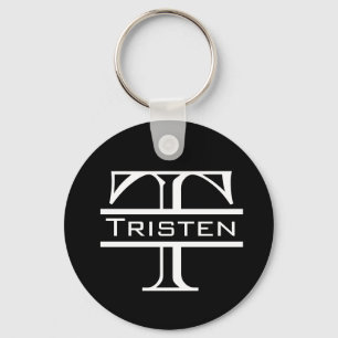 Zwarte witte monogram Klassieke naam Sleutelhanger