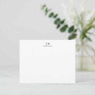 Zwarte Witte Monogramm Schriftrol Stijl Plat Notitiekaartje