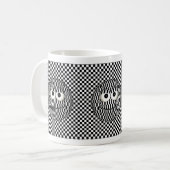 Zwarte witte moticon koffiemok (Voorkant links)