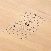 Zwarte & Witte Musical Notes Symbol Birthday Party Acryl Uitnodigingen (Laagn)