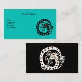 ZWARTE WITTE NAKE DRAGON MET RODE RUBY Aqua Blue Visitekaartje (Voorkant / Achterkant)