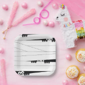 Zwarte witte ogen Peeking Mummy Halloween Papieren Bordje (Feest)