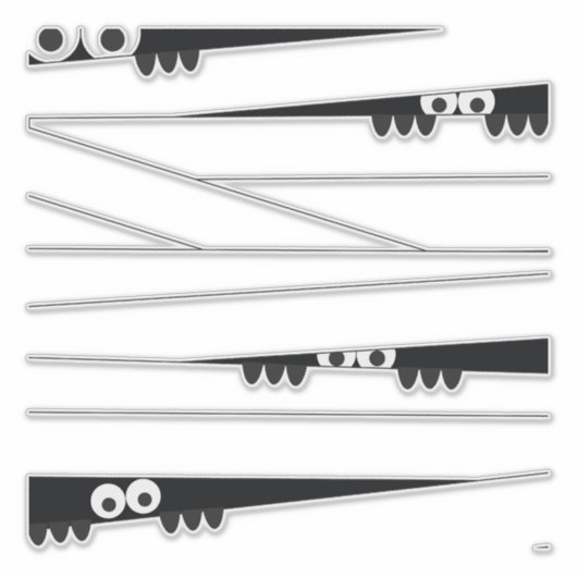 Zwarte witte ogen Peeking Mummy Halloween Sticker (Voorkant)